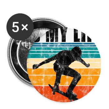 Skate is my life Skateboard Skateboarding Gift - Buttons large 2.2''/56 mm (5-pack) - white - Front