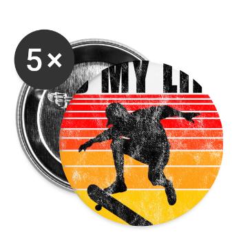 Skate is my life Skateboard Skateboarding Gift - Buttons large 2.2''/56 mm (5-pack) - white - Front