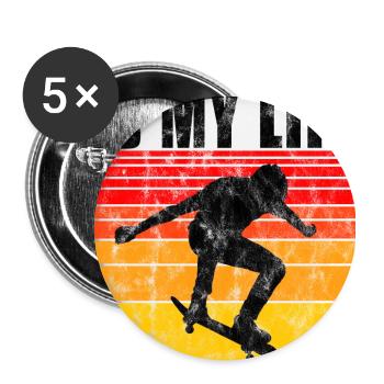 Skate is my life Skateboard Skateboarding Gift - Buttons large 2.2''/56 mm (5-pack) - white - Front