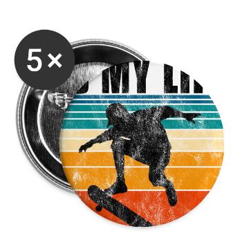 Skate is my life Skateboard Skateboarding Geschenk - Buttons groß 56 mm (5er Pack) - Weiß - Vorne