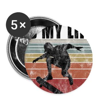 Le skate est ma vie Skateboard Skateboard Cadeau de skateboard - Lot de 5 grands badges (56 mm) - blanc - Devant