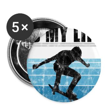 Skate is my life Skateboard Skateboarding Gift - Buttons large 2.2''/56 mm (5-pack) - white - Front
