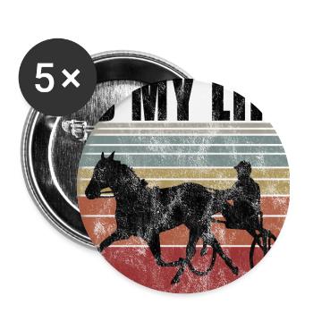 Is my life Trabreiter Trabrennen Trabreiten Retro - Buttons groß 56 mm (5er Pack) - Weiß - Vorne