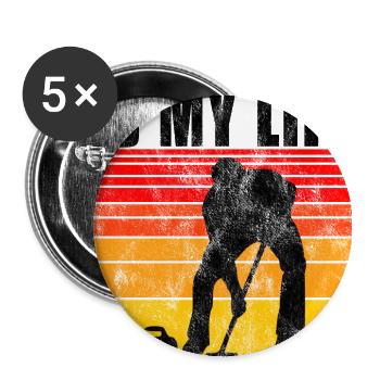 Le curling est ma vie Curler Eisstockschießen Retro - Lot de 5 grands badges (56 mm) - blanc - Devant