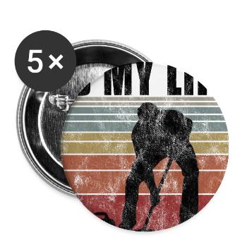 Le curling est ma vie Curler Eisstockschießen Retro - Lot de 5 grands badges (56 mm) - blanc - Devant