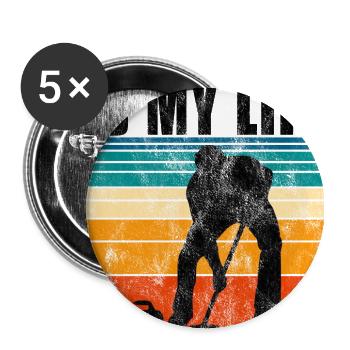 Le curling est ma vie Curler Eisstockschießen Retro - Lot de 5 grands badges (56 mm) - blanc - Devant