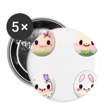 Oeuf de Pâques Visages d’oeufs de Pâques - Lot de 5 grands badges (56 mm) - blanc - Devant