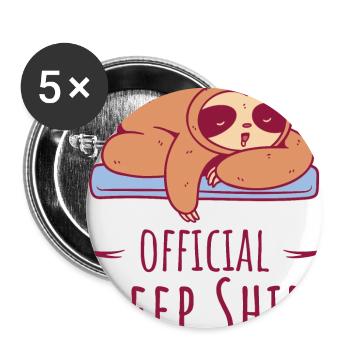 Sloth Offizielles Schlafshirt für Fans von Faultieren - Buttons groß 56 mm (5er Pack) - Weiß - Vorne