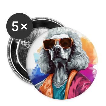 L’élégance urbaine : l’ d’un caniche | Amoureux des chiens - Lot de 5 grands badges (56 mm) - blanc - Devant