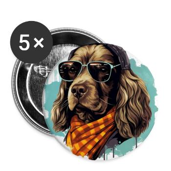 Spaniel Silhouette | Bold Dog Design Streetwear - Buttons large 2.2''/56 mm (5-pack) - white - Front