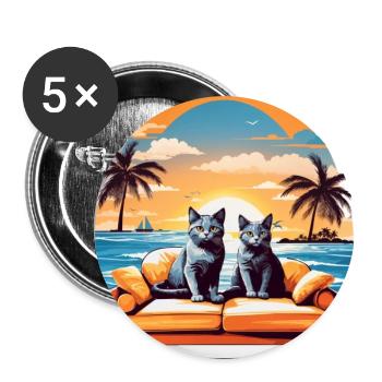 Cats by the sea - Buttons large 2.2''/56 mm (5-pack) - white - Front