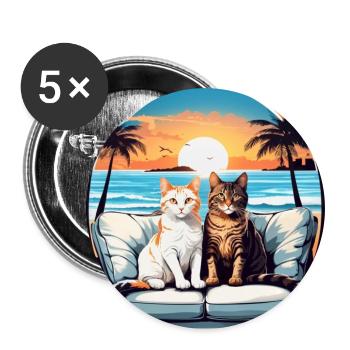 Cats by the sea - Buttons large 2.2''/56 mm (5-pack) - white - Front