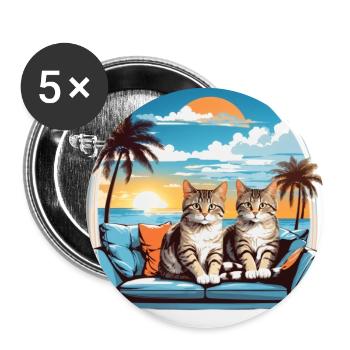 Cats by the sea - Buttons large 2.2''/56 mm (5-pack) - white - Front