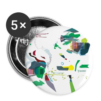 « Oiseau coloré » en vert - Lot de 5 grands badges (56 mm) - blanc - Devant