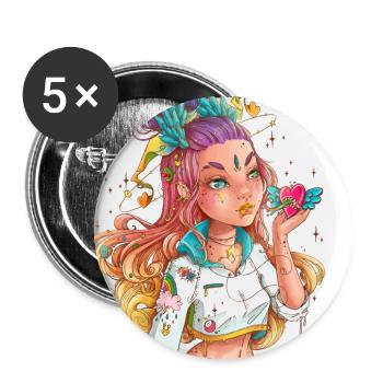 Heart on the palm of your hand - Buttons large 2.2''/56 mm (5-pack) - white - Front