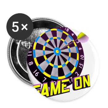 Dartbrettspiel Ein - Gelb - Buttons groß 56 mm (5er Pack) - Weiß - Vorne