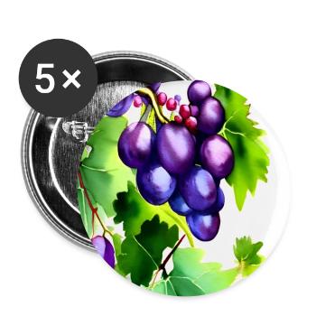Grapes on a Vine - Buttons large 2.2''/56 mm (5-pack) - white - Front