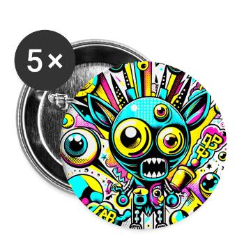 Funny Pop Art Abstract Monster - Buttons large 2.2''/56 mm (5-pack) - white - Front