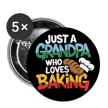 Grandpa is a baker, our grandpa likes to bake - Buttons large 2.2''/56 mm (5-pack) - white - Front