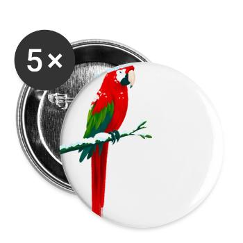 Weihnachtlicher Ara - Buttons groß 56 mm (5er Pack) - Weiß - Vorne