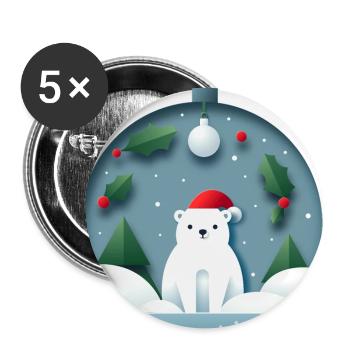 Polar bear in Christmas ball - Buttons large 2.2''/56 mm (5-pack) - white - Front