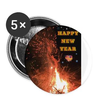 Bonne Année! Je vous souhaite une bonne année ! - Lot de 5 grands badges (56 mm) - blanc - Devant