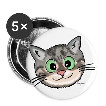 Kätzchen Lissy (smiling) - Buttons groß 56 mm (5er Pack) - Weiß - Vorne
