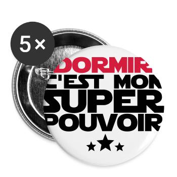 mon super pouvoir (dormir) - Lot de 5 grands badges (56 mm) - blanc - Devant