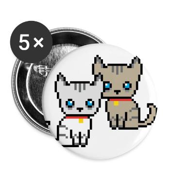 deux chats pixel - Lot de 5 grands badges (56 mm) - blanc - Devant