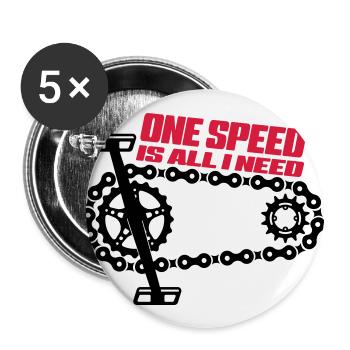 One Speed is all I need - Singelspeed - Buttons large 2.2''/56 mm (5-pack) - white - Front