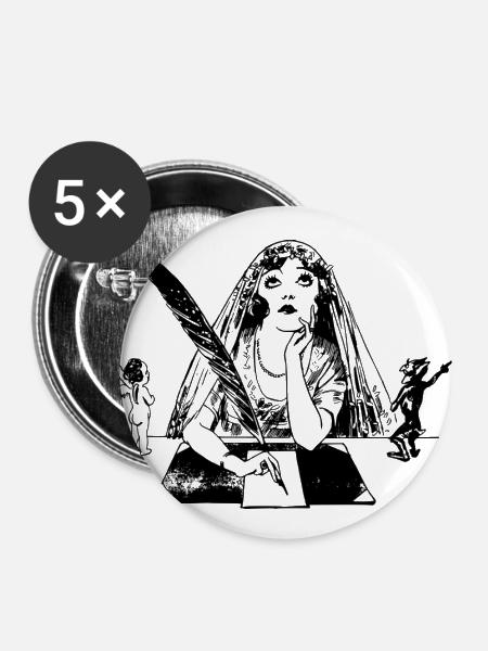 Autorin - Buttons groß 56 mm (5er Pack) - Weiß