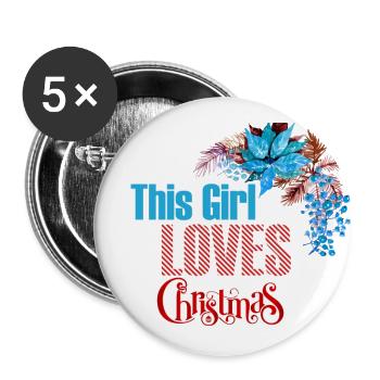 Christmas Girl Love Christmas Xmas Gift - Buttons large 2.2''/56 mm (5-pack) - white - Front