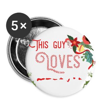 Weihnachten Guy Love Christmas Xmas Geschenk - Buttons groß 56 mm (5er Pack) - Weiß - Vorne