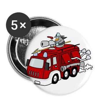feuerwehr feuerwehrmann firefighter firetruck fire - Buttons groß 56 mm (5er Pack) - Weiß - Vorne