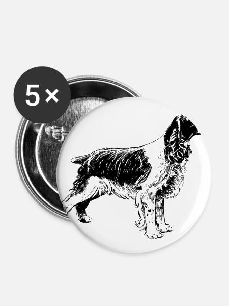Jagdhund - Buttons groß 56 mm (5er Pack) - Weiß