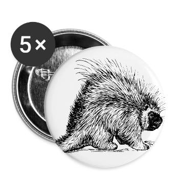 porc-épic - Lot de 5 grands badges (56 mm) - blanc - Devant