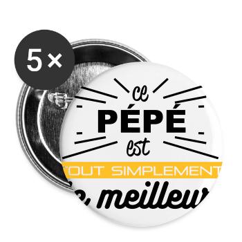 pépé simplement meilleur - Lot de 5 grands badges (56 mm) - blanc - Devant