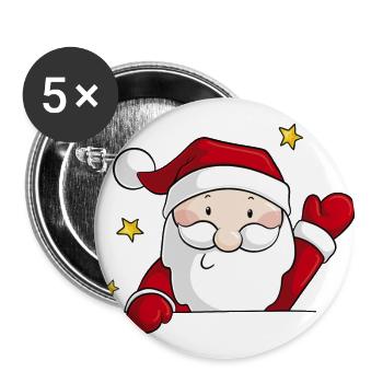 Comic Weihnachtsmann - Buttons groß 56 mm (5er Pack) - Weiß - Vorne