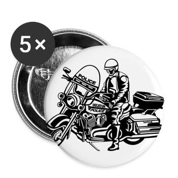 Police des motos / Motocycle police 1_schwarz blanc - Lot de 5 grands badges (56 mm) - blanc - Devant
