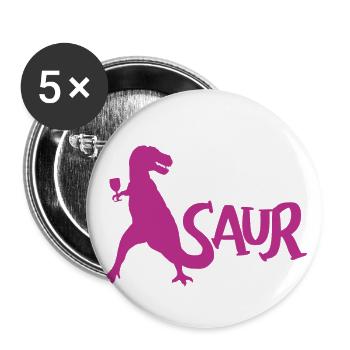 WineSaur boire du vin Dino Vino Verre à vin vigne - Lot de 5 grands badges (56 mm) - blanc - Devant