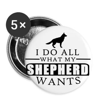 German Shepherd Shirt - Buttons groß 56 mm (5er Pack) - Weiß - Vorne