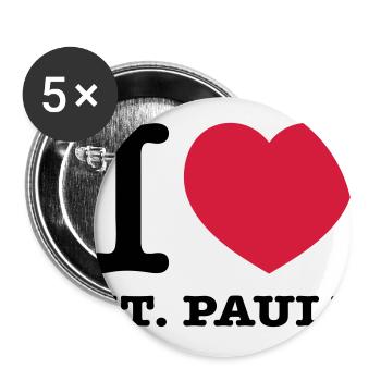 I love St. Pauli - Buttons groß 56 mm (5er Pack) - Weiß - Vorne