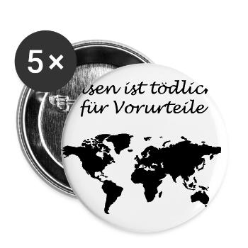 Reisen ist tödlich - Buttons groß 56 mm (5er Pack) - Weiß - Vorne