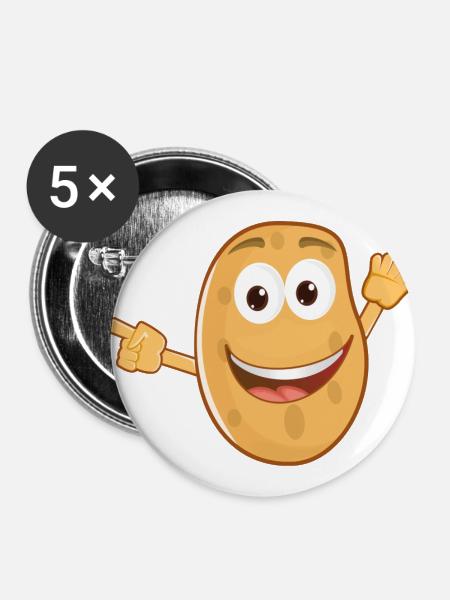 Funny Potato - Buttons groß 56 mm (5er Pack) - Weiß