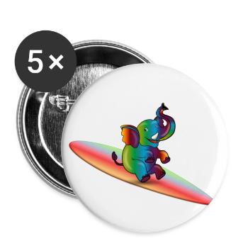surfin elephant - Buttons groß 56 mm (5er Pack) - Weiß - Vorne