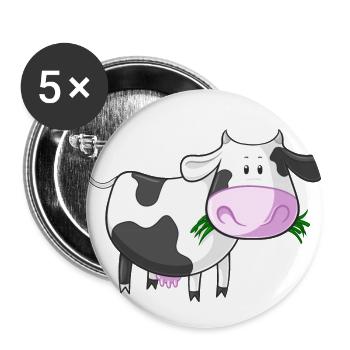 Nosy cartoon cow - Buttons large 2.2''/56 mm (5-pack) - white - Front