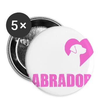 Hund Hunde Labrador Frau Liebe Haustier Geschenk - Buttons groß 56 mm (5er Pack) - Weiß - Vorne