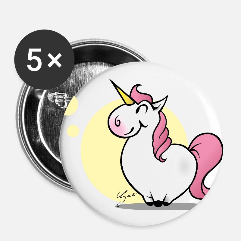 Unicorn - Buttons large 2.2''/56 mm (5-pack) - white