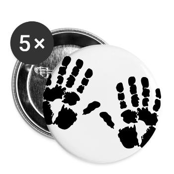 Main handprint - Lot de 5 grands badges (56 mm) - blanc - Devant