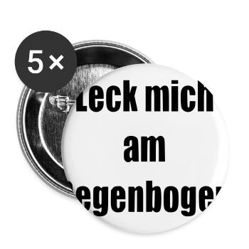 Leck mich am Regenbogen Geschenk Statement - Buttons groß 56 mm (5er Pack) - Weiß - Vorne